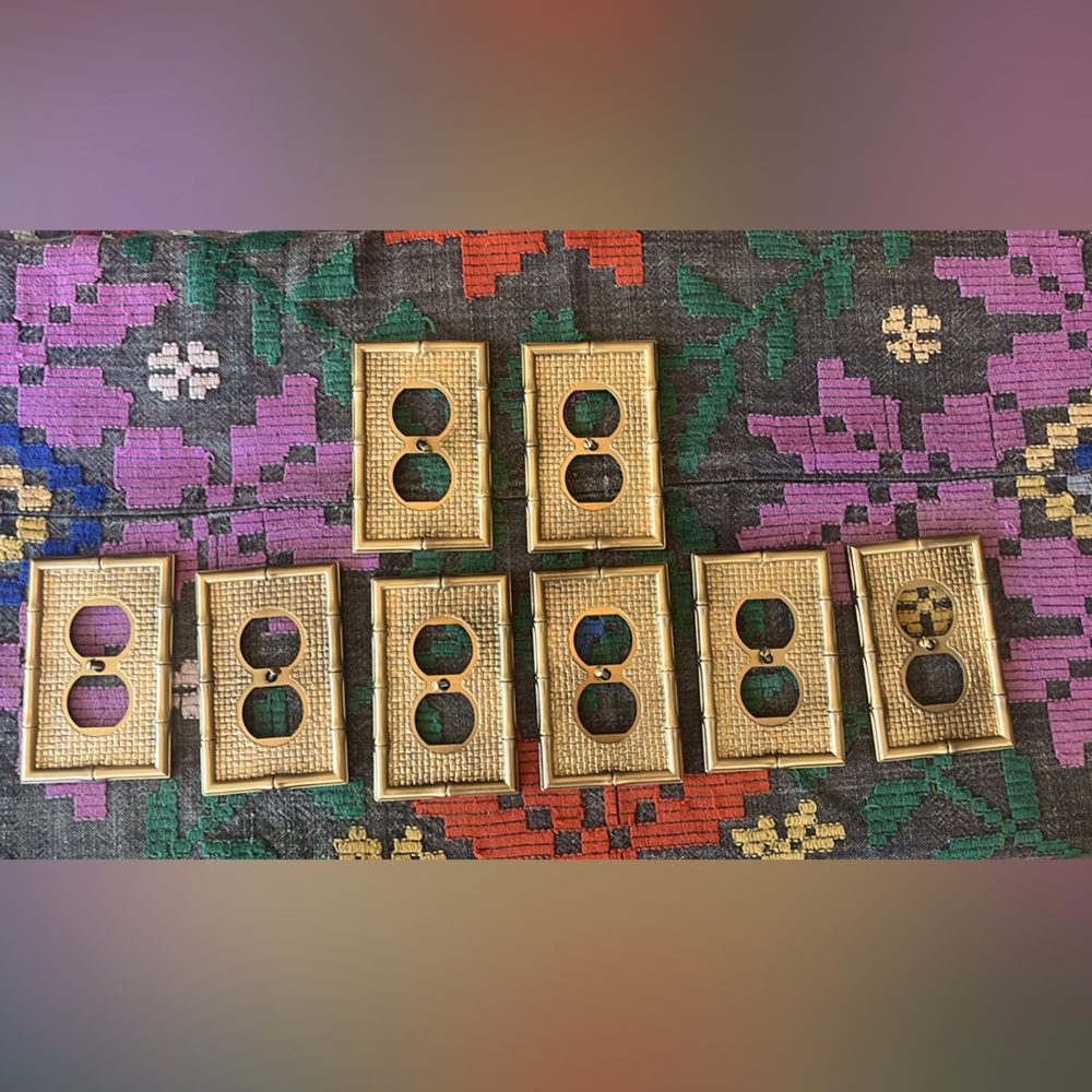 Brass bamboo switch plates/outlet plugs  vintage.